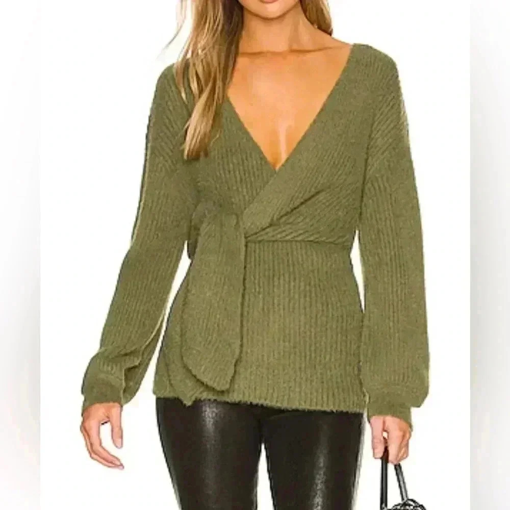Revolve House of Harlow 1960 Wool Blend Wrap Sweater Size Small